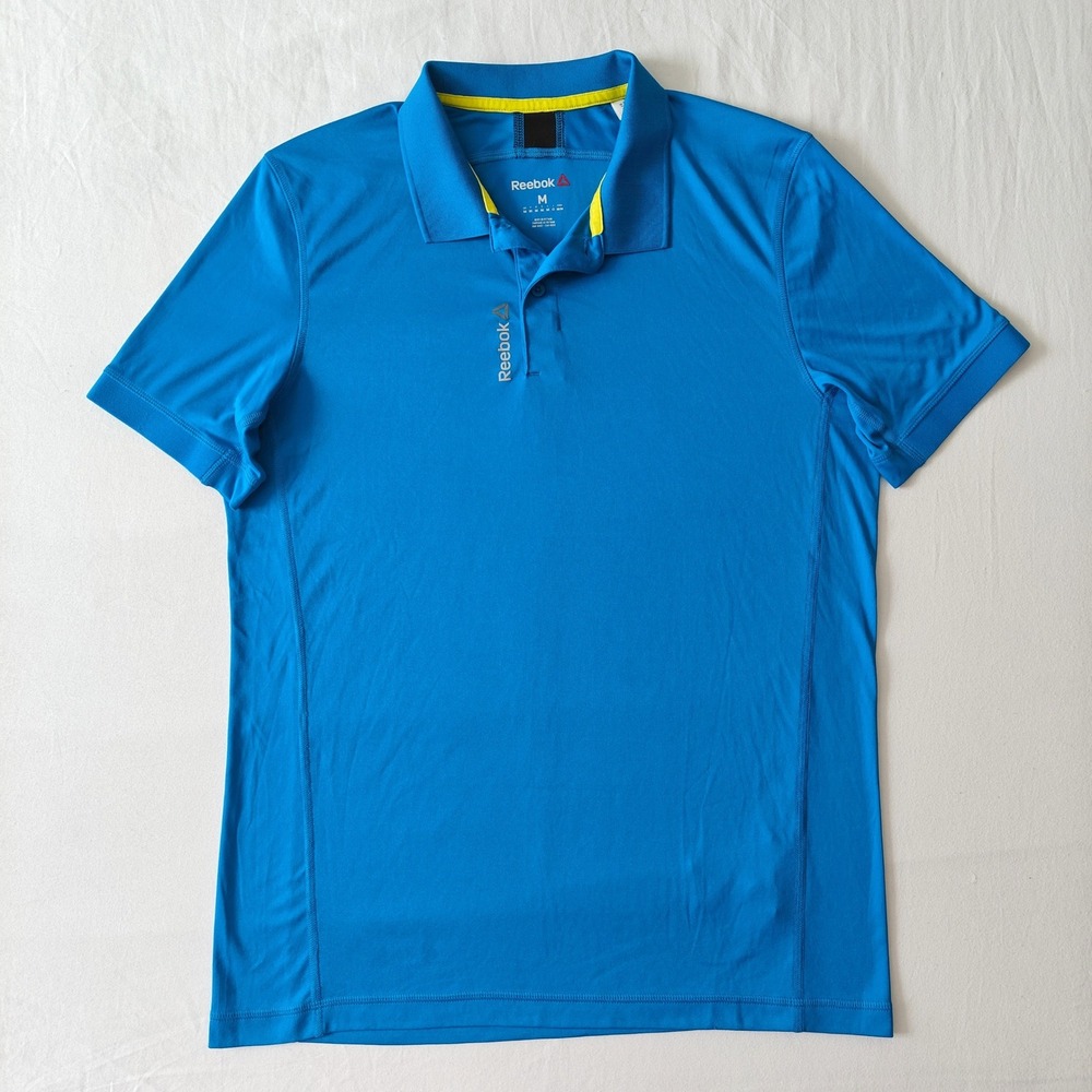 Reebok Speedwick Mens Golf Polo Shirt Blue Short Sleeve Collar Performance Sz M